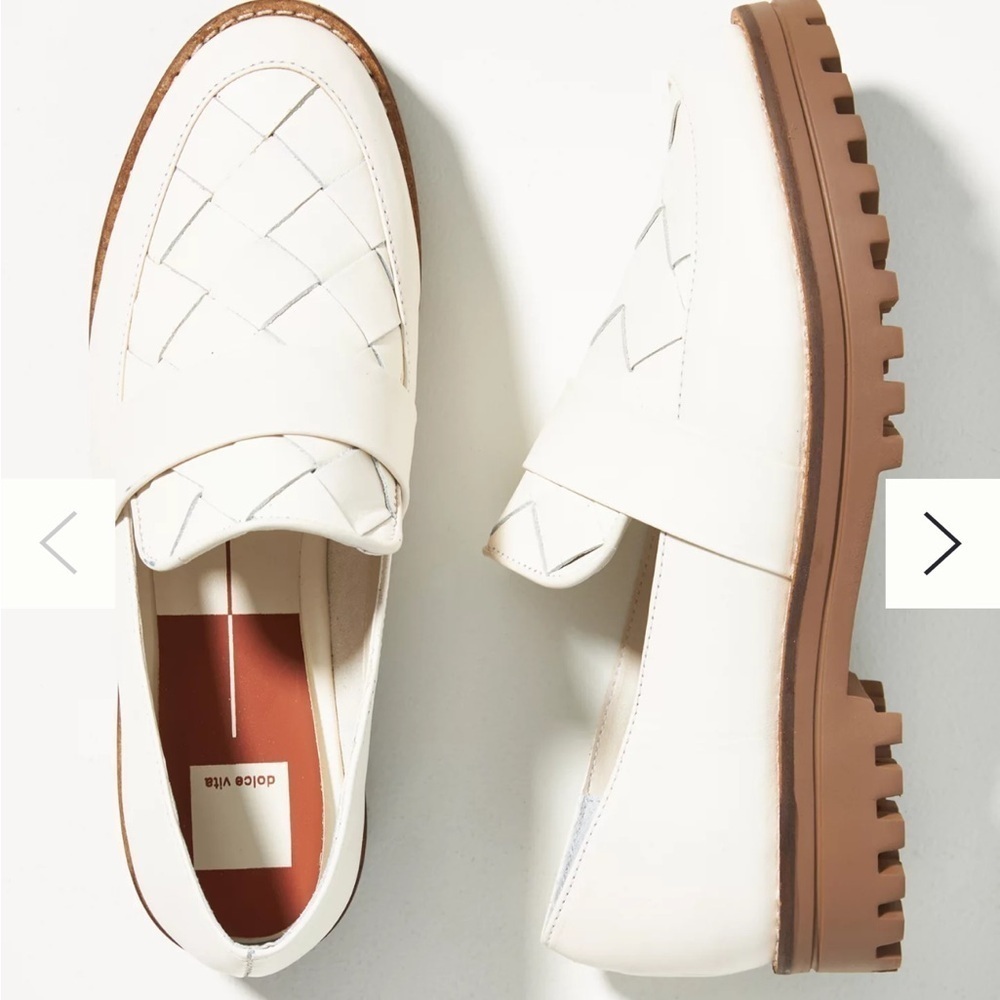 dolce vita Aubree lug sole loafers creamy white basket weave foot size 8